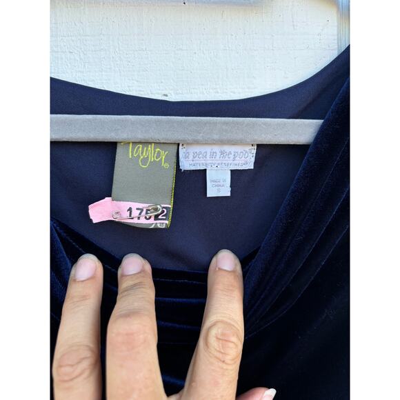Taylor for A Pea In The Pod Velvet Mini Dress, Formal, Blue, Sz S - Picture 6 of 8